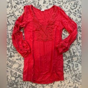 Coral red crochet dress